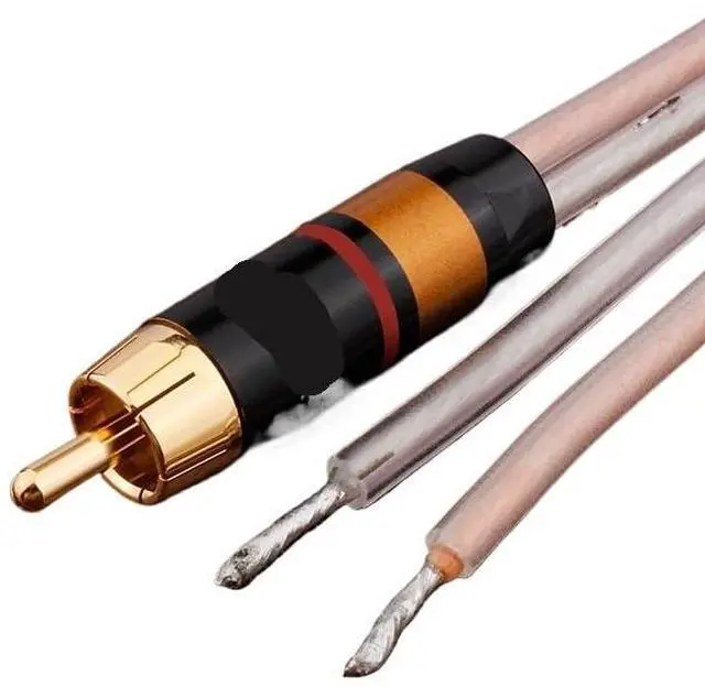 Alt view image 2 of 7 - HiFi R/CA Cable Bare Wire with Replaceable Plug Wire to R/CA Plug Connector Adapter to Bare Wire(2.5m)