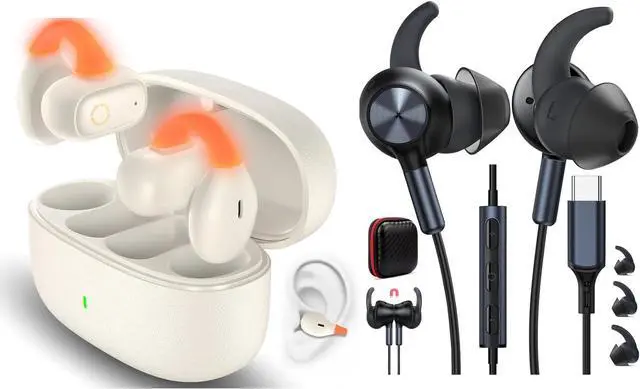 Main image of Wired Earbuds USB Type C Earphone Secure Wingtip Noise Canceling in-Ear Headphone with Mic Wireless Earbuds Open Ear Clip On Bluetooth Headset Bass Stereo Over Ear Arc LED Cordless Sports Earphone