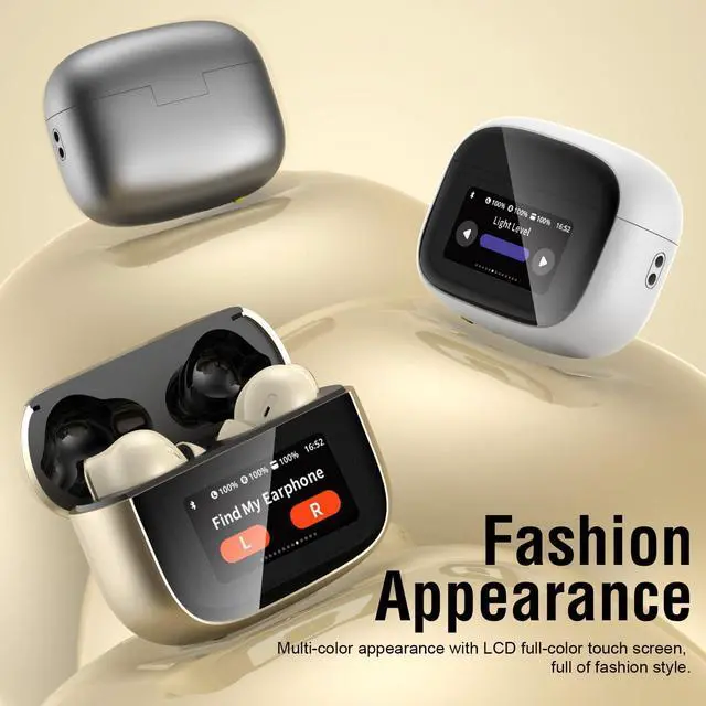 Alt view image 4 of 7 - Wireless Headphones with Touch Screen, Headphones with Surround Sound for iOS & Android, Microphone for Calls, Gaming, Music and Sports (Gold)