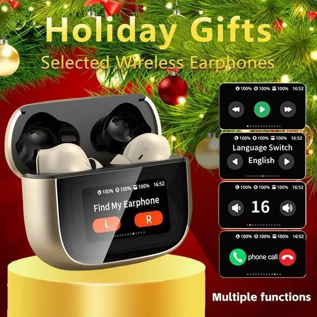 Alt view image 3 of 7 - Wireless Headphones with Touch Screen, Headphones with Surround Sound for iOS & Android, Microphone for Calls, Gaming, Music and Sports (Gold)