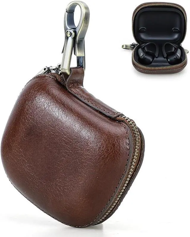 Main image of Genuine Leather Case for Powerbeats Pro2 with Keychain, Durable Shockproof Full Protective Case Cover Compatible with Powerbeats Pro2 2025 Bluetooth Earbuds, Support Wireless Charging Coffee
