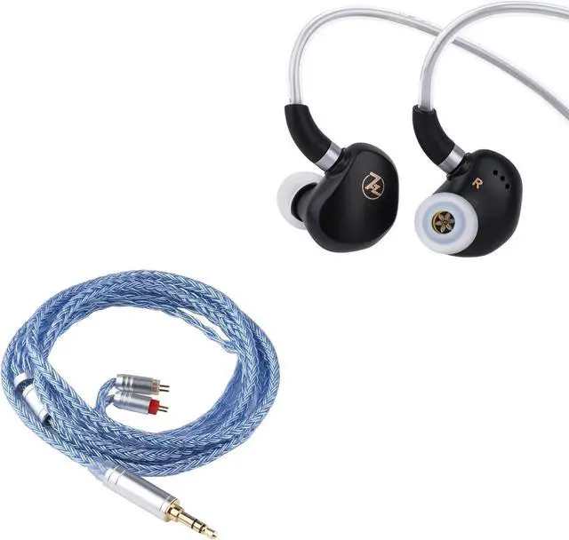 Main image of 7HZ G1 in-Ear Monitor, 10mm DLC Dynamic Driver IEM Wired Earbuds (with Mic) + Tripowin Zonie IEM Cable, 16 Core Silver Plated HiFi Wired Earphone Cord (2Pin, Blue)