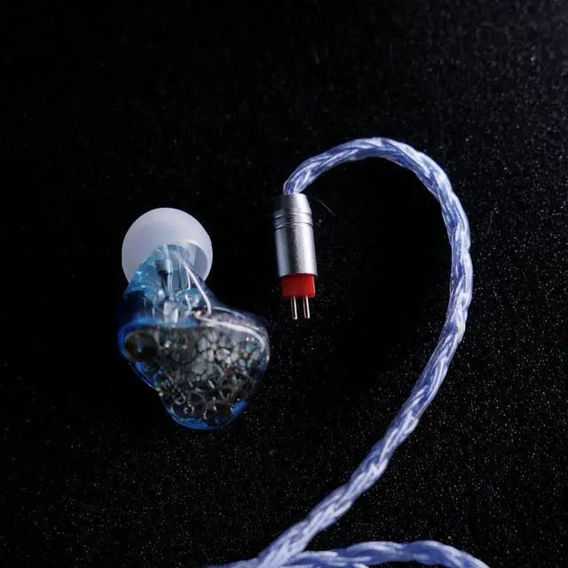 Alt view image 6 of 7 - 7HZ G1 in-Ear Monitor, 10mm DLC Dynamic Driver IEM Wired Earbuds (with Mic) + Tripowin Zonie IEM Cable, 16 Core Silver Plated HiFi Wired Earphone Cord (2Pin, Blue)