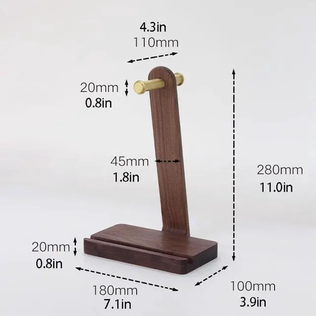 Alt view image 2 of 7 - Headphone Stand, Gaming Headphone Stand, Solid Wood Headset Stand for Desk, Heavy Duty Headphone Holder Desk Headphone Stand