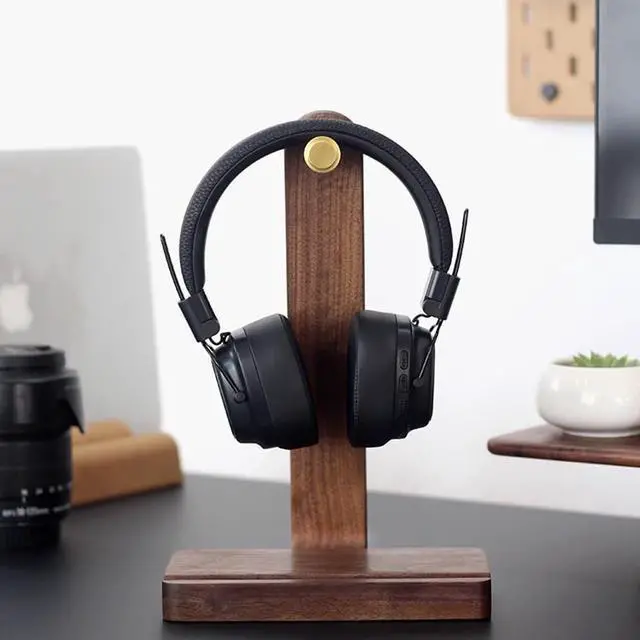 Alt view image 4 of 7 - Headphone Stand, Gaming Headphone Stand, Solid Wood Headset Stand for Desk, Heavy Duty Headphone Holder Desk Headphone Stand