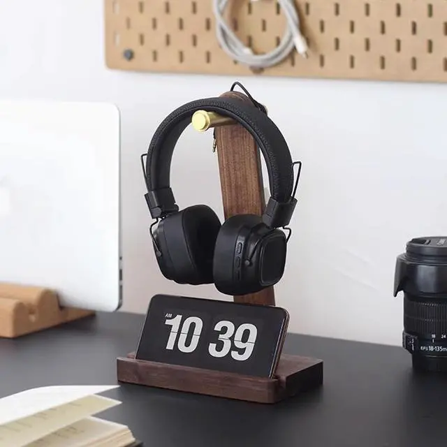 Alt view image 5 of 7 - Headphone Stand, Gaming Headphone Stand, Solid Wood Headset Stand for Desk, Heavy Duty Headphone Holder Desk Headphone Stand