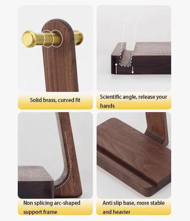 Alt view image 7 of 7 - Headphone Stand, Gaming Headphone Stand, Solid Wood Headset Stand for Desk, Heavy Duty Headphone Holder Desk Headphone Stand