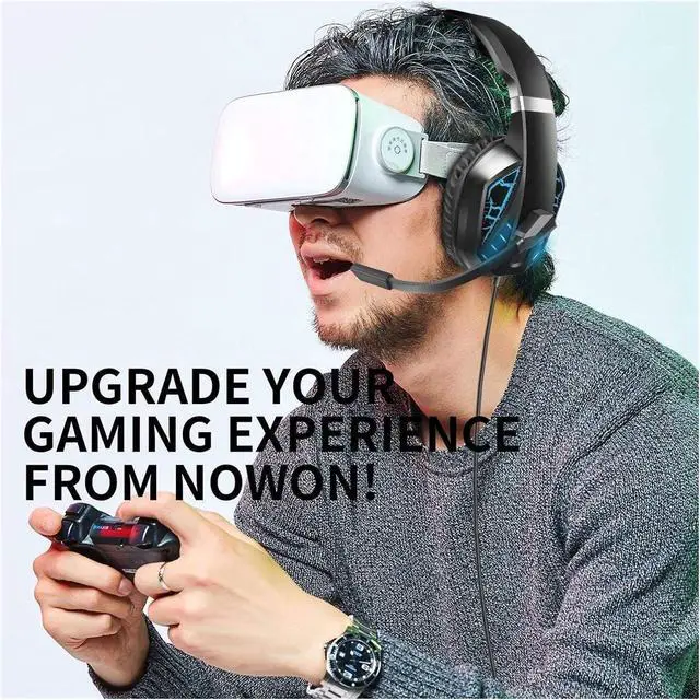 Alt view image 4 of 4 - Gaming Het for PS4 PC Het with Surround Sound Noise Canceling Over Ear Headphones with Mic LED Light Compatible with PS5 PS4 Switch PC PS2 Mac Laptop