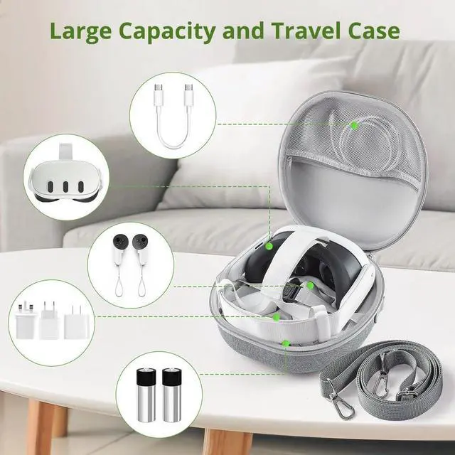 Alt view image 5 of 7 - Protective Vr Headset Case For 3, Portable Travel Storage For Meta Vr3 Headset & Controllers