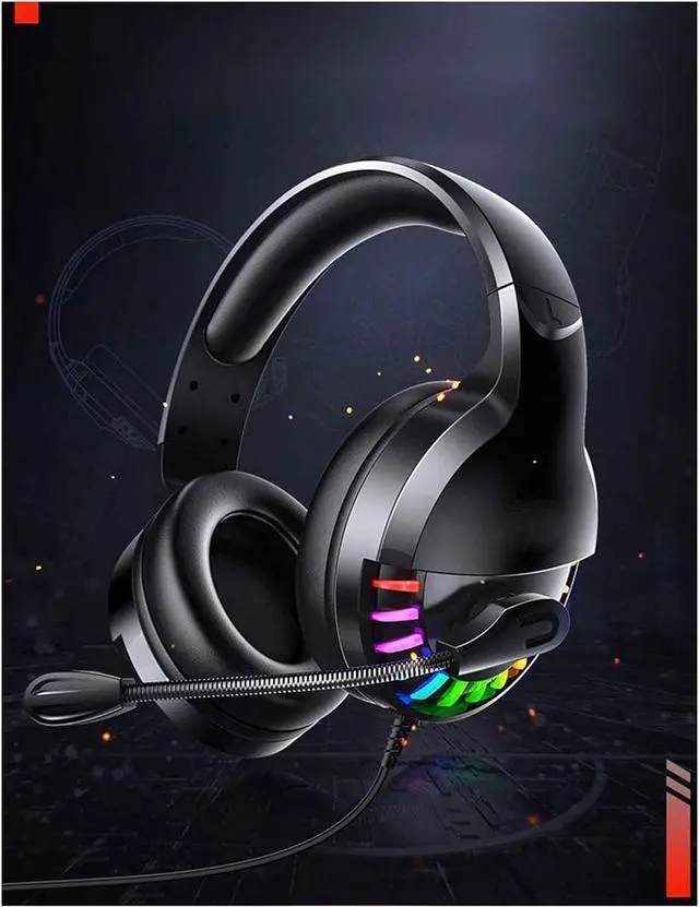 Alt view image 4 of 6 - Gaming Het for PS4 Hets with Mic Stereo Surround Sound with Noise Cancelling Mic with Mute Volume Control Lightweight Cool RGB Headphones for PC