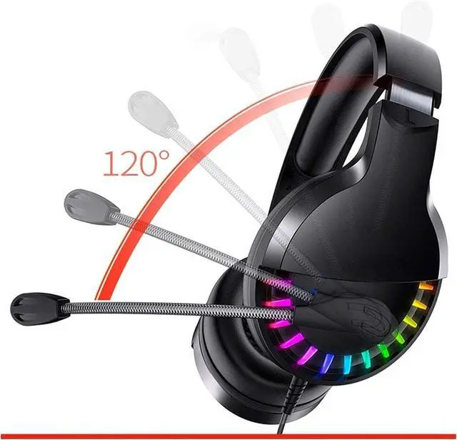 Alt view image 6 of 6 - Gaming Het for PS4 Hets with Mic Stereo Surround Sound with Noise Cancelling Mic with Mute Volume Control Lightweight Cool RGB Headphones for PC