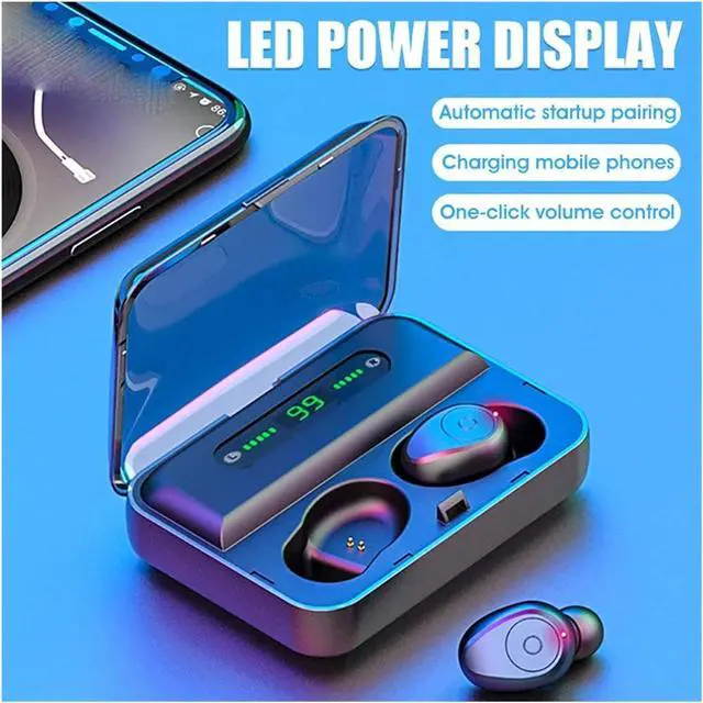 Alt view image 2 of 6 - Waterproof Wireless Earbuds Bluetooth 5.0 Wireless Headphone IPX7 Waterproof in-Ear Wireless Earphones w/Mic LCD Digital Display 2000mAh Rechargeable Case (Color : B)