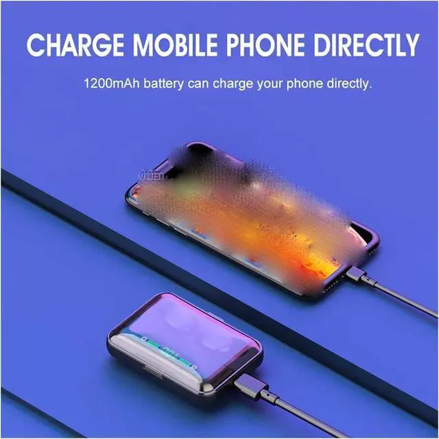 Alt view image 3 of 6 - Waterproof Wireless Earbuds Bluetooth 5.0 Wireless Headphone IPX7 Waterproof in-Ear Wireless Earphones w/Mic LCD Digital Display 2000mAh Rechargeable Case (Color : B)