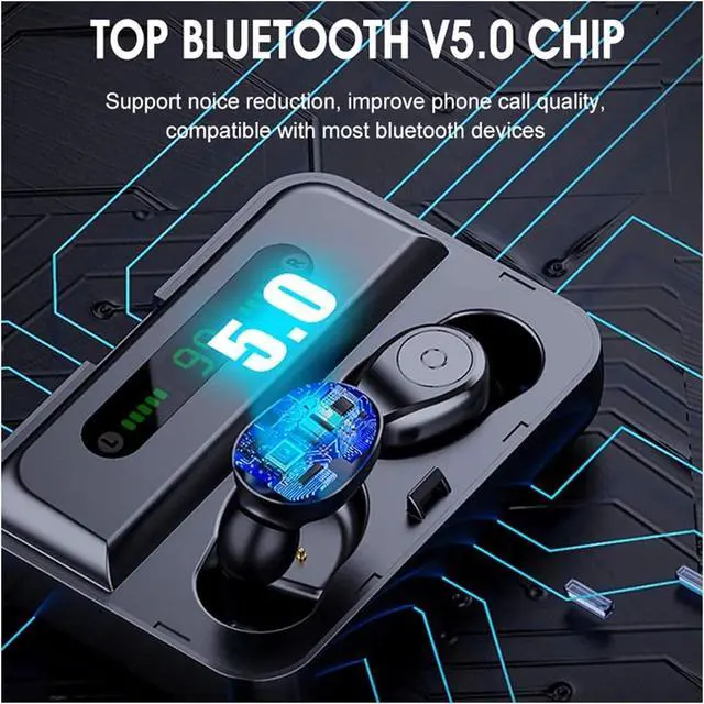 Alt view image 6 of 6 - Waterproof Wireless Earbuds Bluetooth 5.0 Wireless Headphone IPX7 Waterproof in-Ear Wireless Earphones w/Mic LCD Digital Display 2000mAh Rechargeable Case (Color : B)