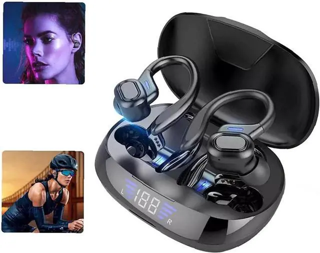 Alt view image 5 of 5 - Wireless Earbuds Bluetooth Headphones Premium Fidelity Sound Quality Wireless Charging Case Digital LED Intelligence Display IPX8 Waterproof Earphones Built-in Mic Het for Sport Black