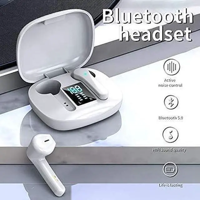 Alt view image 7 of 7 - Wireless Earbuds, Bluetooth 5.0 Noise Reduction HD Stereo in- Ear Headsets, Waterproof Touch Control Earphones with 500MAH Charging Case for Work Home Office(Black)