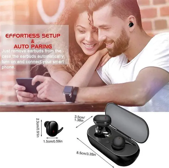 Alt view image 2 of 6 - Bluetooth 5.0 Wireless Earbuds with Wireless Charging Case IPX8 Waterproof TWS Stereo Headphones in Ear Built in Mic Headset Premium Sound with Deep Bass for Sport