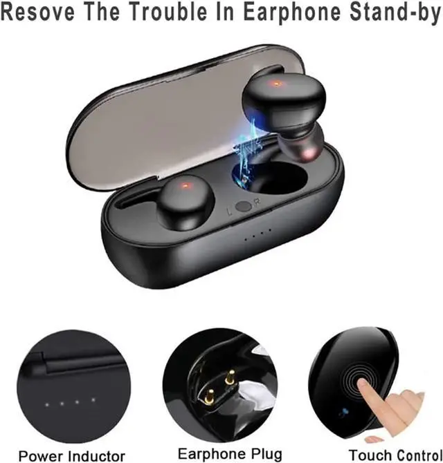 Alt view image 4 of 6 - Bluetooth 5.0 Wireless Earbuds with Wireless Charging Case IPX8 Waterproof TWS Stereo Headphones in Ear Built in Mic Headset Premium Sound with Deep Bass for Sport