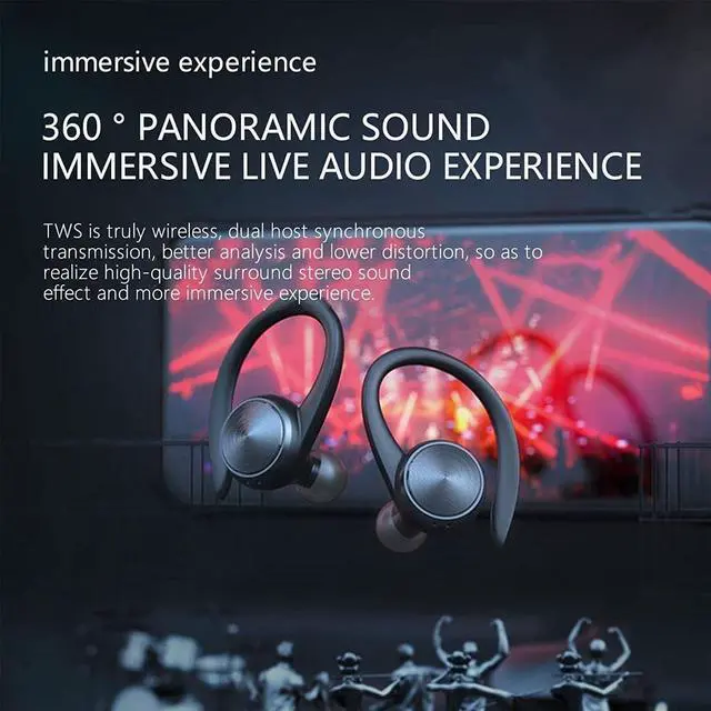 Alt view image 3 of 5 - Bluetooth Headphones, Running Headsets Wireless Earbuds, Over Ear Sport Headphones Sweatproof Earphones with Digital Display, Wireless Earphones