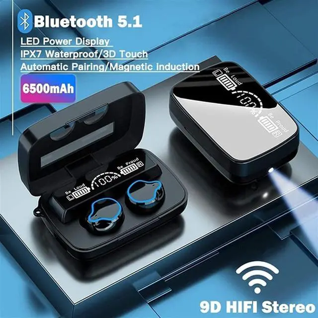 Alt view image 5 of 7 - Wireless Earbuds,TWS Bluetooth 5.1 Headphones with Wireless Charging Case,Touch Control & 5H Playtime Bluetooth Earphones,Waterproof Hi-Fi Headset Stereo with Mic, for Running Workout