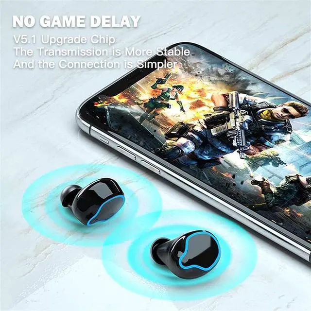 Alt view image 7 of 7 - Wireless Earbuds,TWS Bluetooth 5.1 Headphones with Wireless Charging Case,Touch Control & 5H Playtime Bluetooth Earphones,Waterproof Hi-Fi Headset Stereo with Mic, for Running Workout