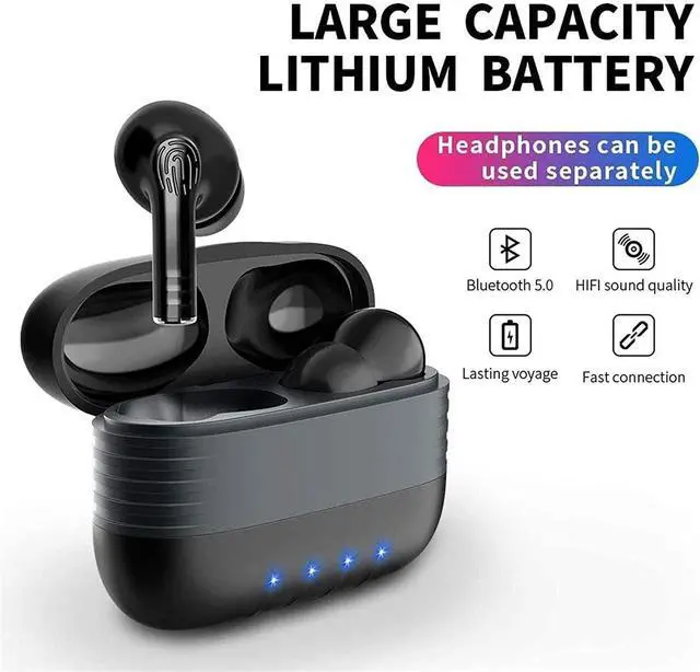 Alt view image 2 of 7 - Wireless Earbuds Bluetooth Headphones Touch Control with Wireless Charging Case IPX8 Waterproof Stereo Earphones in-Ear Built-in Mic Headset Premium Deep Bass for Sport Black