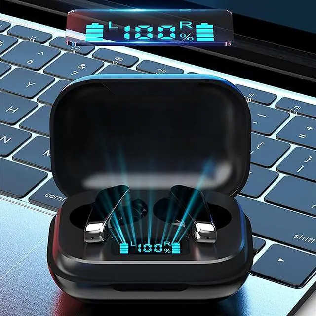 Alt view image 6 of 7 - Wireless Earbuds Bluetooth Headphones Premium Fidelity Sound Quality Wireless Charging Case Digital LED Intelligence Display IPX8 Waterproof Earphones Built-in Mic Headset for Sport