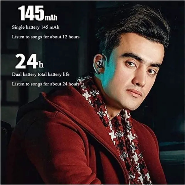 Alt view image 6 of 7 - Wireless Earbuds Phones, Bluetooth 5.0 in-Ear Headphones with Extra Bass, Built-in Mic, Touch Control, USB Charging Case, 24hr Battery Earphones, Waterproof for Sport
