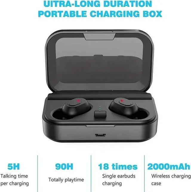 Alt view image 2 of 7 - Bluetooth Headphones Binaural Call True Wireless Earbuds 20H Playtime HD Stereo Bass Sound Mini in Ear Bluetooth Earphones with Built in Mic