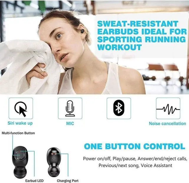 Alt view image 5 of 7 - Bluetooth Headphones Binaural Call True Wireless Earbuds 20H Playtime HD Stereo Bass Sound Mini in Ear Bluetooth Earphones with Built in Mic