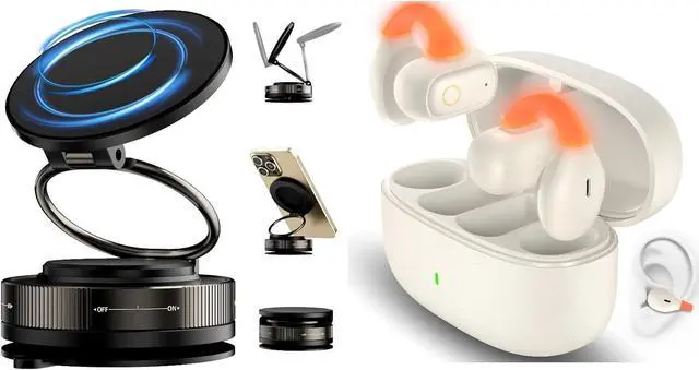 Main image of Wireless Earbuds Open Ear Clip On Bluetooth Headset Bass Stereo Over Ear Arc Sports Earphone LED Cordless In-Ear Game Headphone for MagSafe Car Mount 360° Rotation Magnetic Adjustable Dashboard Windsh