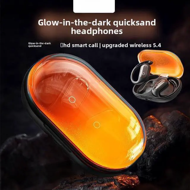 Alt view image 2 of 7 - Translation earbuds Real-time, translation Bluetooth headset 144 languages Luminous quicksand Hanging ear Dual-side stereo noise-canceling headset, suitable for business and study use (orange (color))