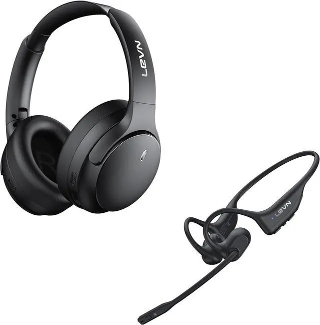 Main image of LEVN Hybrid Active Noise Cancelling Headphones, Open Ear Headphones with Mic