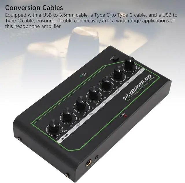Alt view image 2 of 7 - Desktop Headphone Amp,DAC Headphone Amplifier with Treble Mid Bass Knobs 3EQ Type C 3.5mm Stereo Optical Coaxial BT Input for Gaming PC Computer Home Audio System (US Plug)