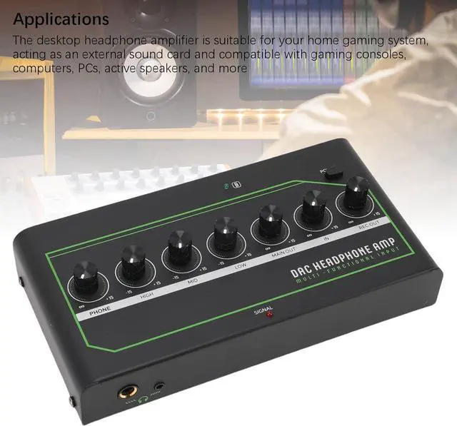 Alt view image 5 of 7 - Desktop Headphone Amp,DAC Headphone Amplifier with Treble Mid Bass Knobs 3EQ Type C 3.5mm Stereo Optical Coaxial BT Input for Gaming PC Computer Home Audio System (US Plug)