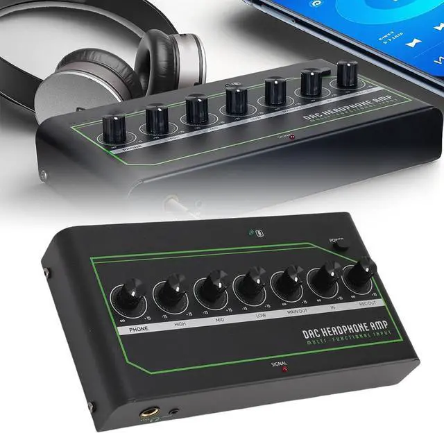 Alt view image 6 of 7 - Desktop Headphone Amp,DAC Headphone Amplifier with Treble Mid Bass Knobs 3EQ Type C 3.5mm Stereo Optical Coaxial BT Input for Gaming PC Computer Home Audio System (US Plug)
