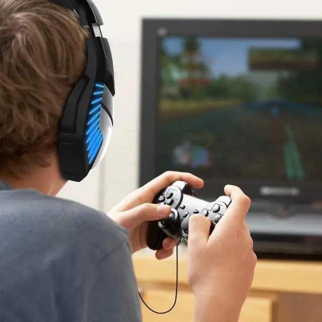 Alt view image 3 of 7 - Gaming Headphones, Headset Gaming Headphones with Microphone, LED Light Noise Reduction and Volume Control,Suitable for a Variety of Electronic Devices (Color : Blue)
