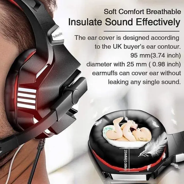Alt view image 4 of 7 - Gaming Headset Headphonewith Microphone for PC