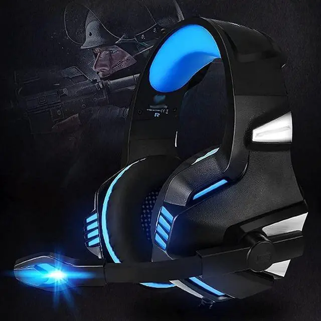 Alt view image 2 of 6 - Gaming Headset for PS4,PC,Over Ear Gaming Headphones with Noise Cancelling Mic,LED Light, Bass Surround, Soft Memory Earmuffs for Laptop