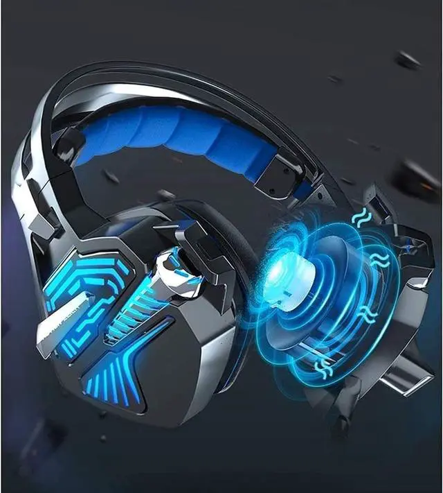 Alt view image 2 of 6 - Gaming Headset for Xbox One, PS4, PC, Over Ear Gaming Headphones with Noise Cancelling Mic LED Light, Stereo Bass Surround, Soft Memory Earmuffs for Smart Phone, Laptops, Tablet