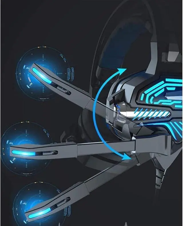 Alt view image 4 of 6 - Gaming Headset for Xbox One, PS4, PC, Over Ear Gaming Headphones with Noise Cancelling Mic LED Light, Stereo Bass Surround, Soft Memory Earmuffs for Smart Phone, Laptops, Tablet