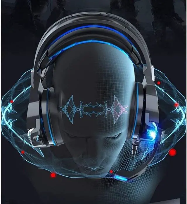 Alt view image 3 of 6 - Gaming Headset for Xbox One, PS4, PC, Over Ear Gaming Headphones with Noise Cancelling Mic LED Light, Stereo Bass Surround, Soft Memory Earmuffs for Smart Phone, Laptops, Tablet