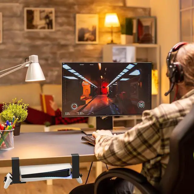 Alt view image 7 of 7 - 3 in 1 Headphone Hanger with Game Console Stand, Controller Holder, Headphone Stand Headset, Under Desk Clamp Rotatable Aluminum Alloy Holder Hook, Suitable for Coffee Mups, Water Cups, Headphones