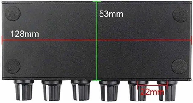 Alt view image 2 of 4 - Stereo Mixer o (2 Input 4 Output) Push Four Headphones or External Power Amplifiers Volume Independent Control