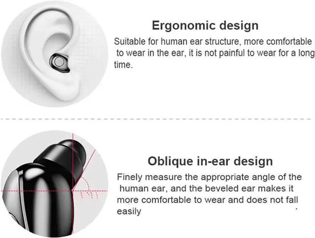 Alt view image 2 of 6 - Wireless Earbuds Bluetooth 4.2 Headphones Sports in-Ear TWS Stereo Mini Het w/Mic Extra Bass IPX5 Waterproof Low Latency Instant Pairing 8H Battery Charging Case Noise Cancelling Earphones