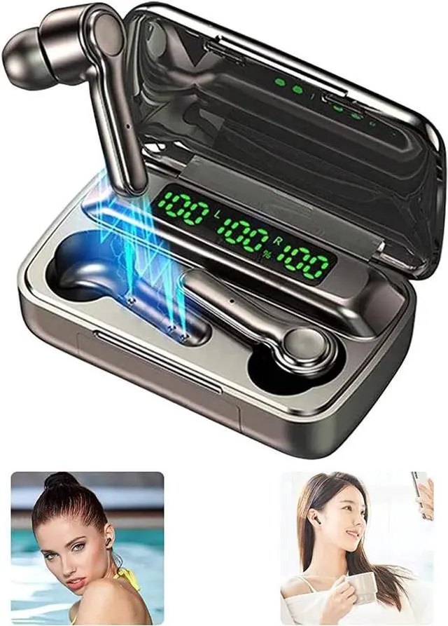 Alt view image 2 of 6 - Wireless Earbuds Bluetooth Headphones Touch Control with Wireless Charging Case IPX7 Waterproof Stereo Earphones in-Ear Built-in Mic Het Premium Deep Bass for Sport Black