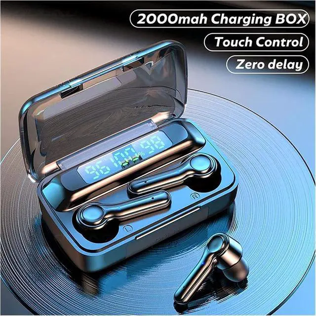 Alt view image 5 of 6 - Wireless Earbuds Bluetooth Headphones Touch Control with Wireless Charging Case IPX7 Waterproof Stereo Earphones in-Ear Built-in Mic Het Premium Deep Bass for Sport Black