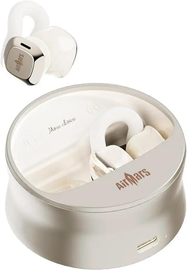Main image of AIRMARS Open Ear Earbuds, Bluetooth 5.4, 25Hr Battery Life, Clip-On Design, 360° Sound, Compatible with iPhone Android (Champagne Gold)