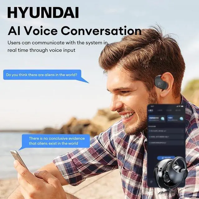 Alt view image 2 of 7 - Hy-T26 Pro AI Translation Earbuds, Wireless Bluetooth 5.0 Real-Time Translator for 75 Languages, Open Ear Design, IPX4 Waterproof(Pink)