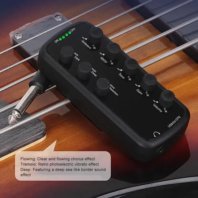 Alt view image 3 of 7 - Professional Headphone Amplifier with Multi Effects, Bass Boost, Overdrive, Distortion, Echo Reverb, Chorus Tremolo for Deep Bass Enhancement Portable Headphone Amp